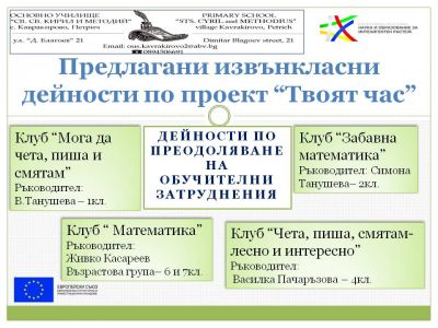 Дейности по преодоляване на обучителни затруднения